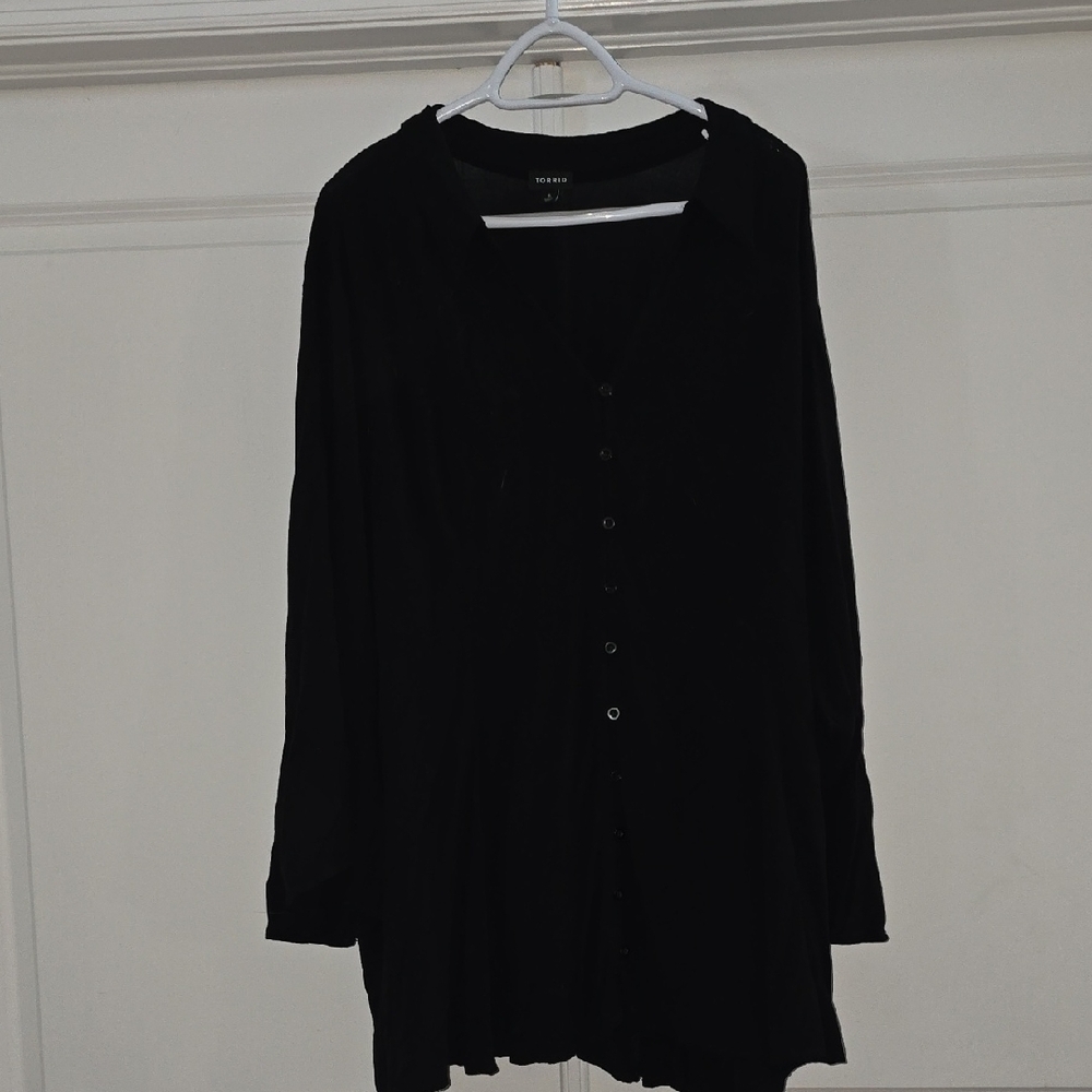 Like New: Torrid Classic Black Collared Blouse